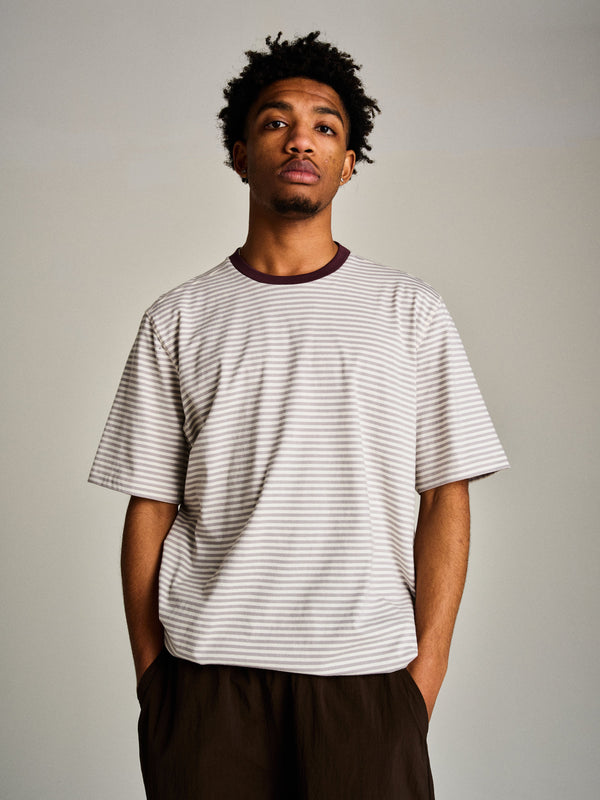 pop trading company Pop Striped Logo T-Shirt Quarry
