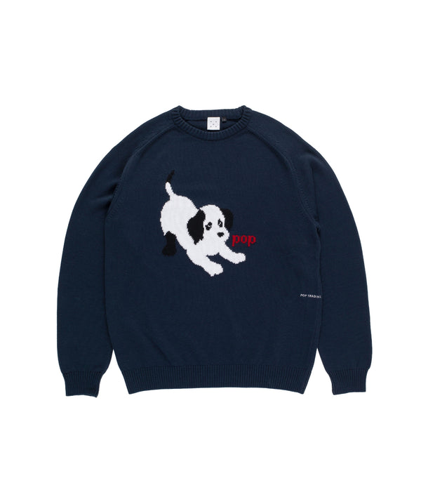pop trading company Pop Knitted Joy Crewneck Navy