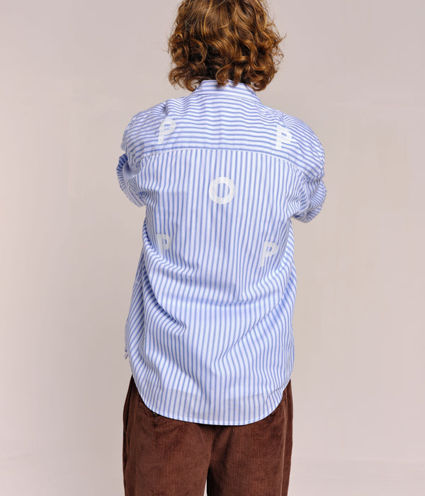 Pop Trading Company Pop Striped Logo Shirt White
