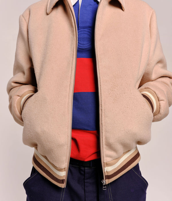 Pop Trading Company Pop Varsity Jacket White Pepper