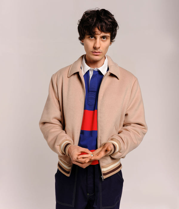 pop trading company Pop Varsity Jacket White Pepper