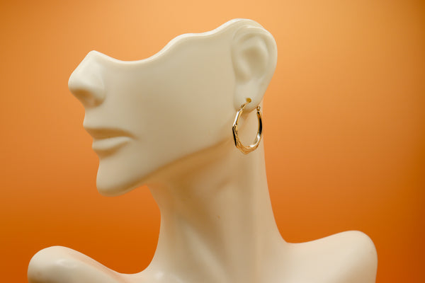 Pori Jewelers 10K Gold Diamond Cut Hexagonal Hoop Earrings