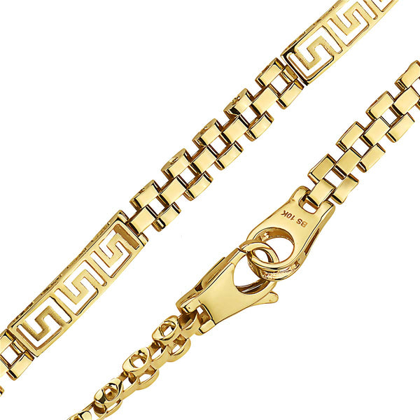 Pori Jewelers 10K Gold Greek Key Design ID Mens Bracelet