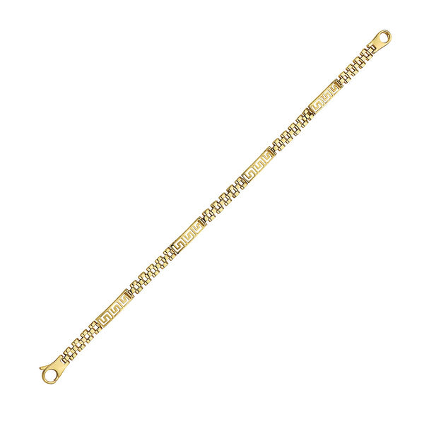 Pori Jewelers 10K Gold Greek Key Design ID Mens Bracelet