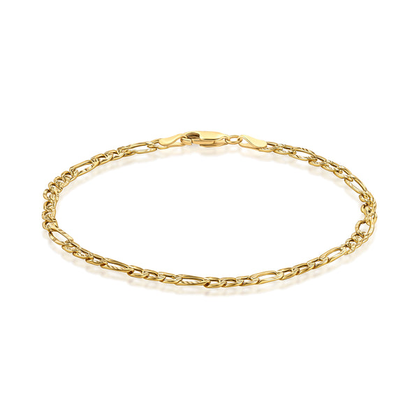 Pori Jewelers 14K Gold Figaro Link Chain Bracelets For Men