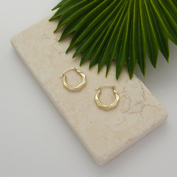 Pori Jewelers 14K Gold Geometric Hexagonal Hoop Earrings