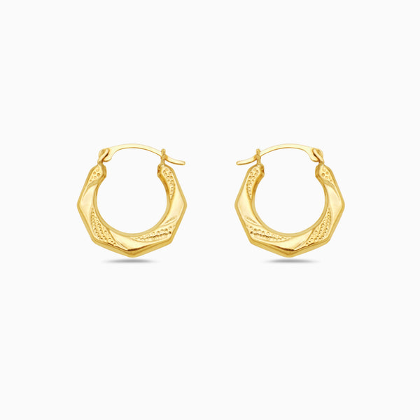 pori jewelers 14K Gold Geometric hexagonal Hoop Earrings