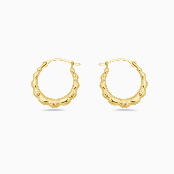 pori jewelers 14K Gold Graduating pebbled design Hoop Earrings