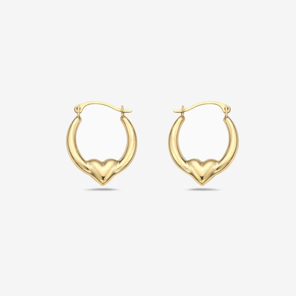 pori jewelers 14K GOLD LOVE HEART OVAL HOOP EARRINGS