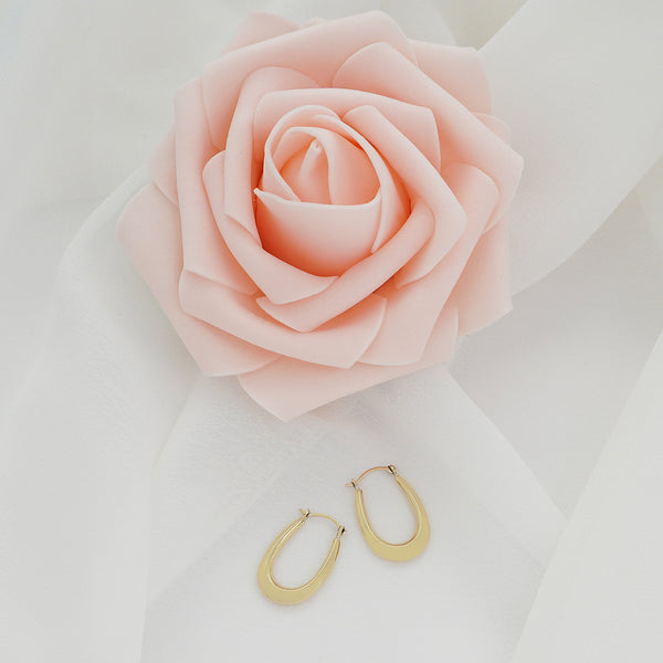 Pori Jewelers 14K Gold Oval Shape Bib Hoop Earrings