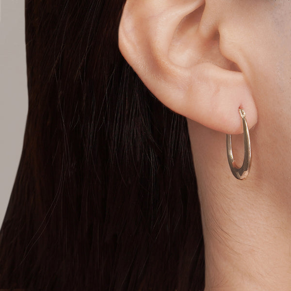 Pori Jewelers 14K Gold Oval Shape Bib Hoop Earrings