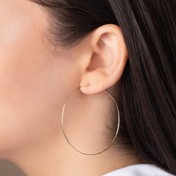 Pori Jewelers 14K Solid Gold Round Endless Hoop Earrings