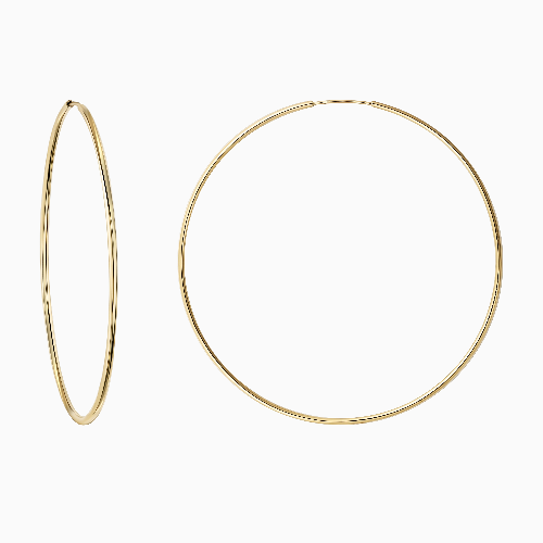 pori jewelers 14K Solid Gold Round Endless Hoop Earrings
