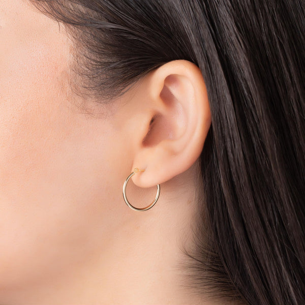 Pori Jewelers 14K Yellow Gold Classic Shiny Polished Round Hoop Earrings - 1.5mm Tube