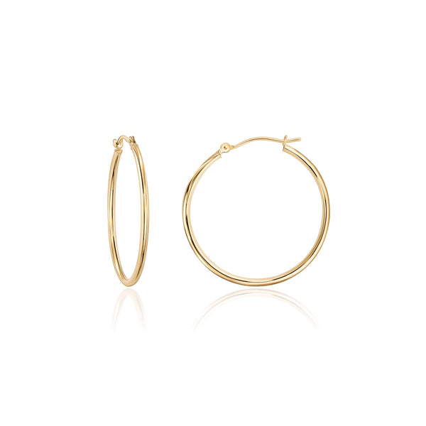 Pori Jewelers 14K Yellow Gold Classic Shiny Polished Round Hoop Earrings - 1.5mm Tube