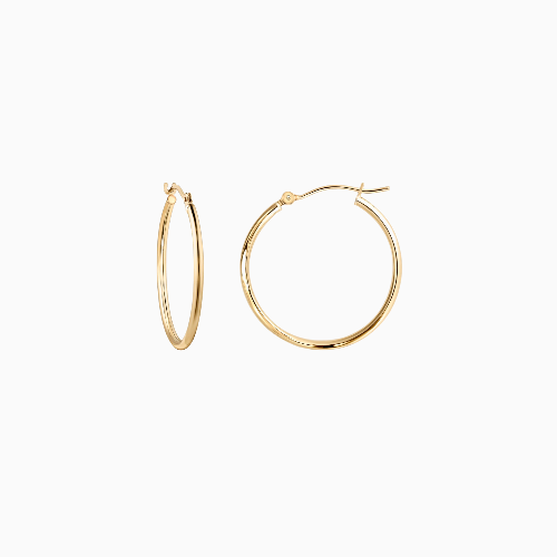 pori jewelers 14K Yellow Gold Classic Shiny Polished Round Hoop Earrings - 1.5mm tube