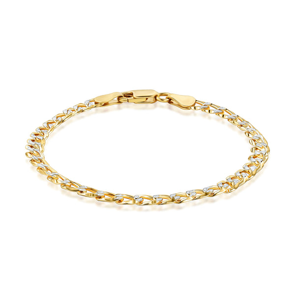 Pori Jewelers 18K Gold Over Sterling Silver Italian 5MM Solid Pave Diamond Cut Curb Link Cuban Chain Bracelet