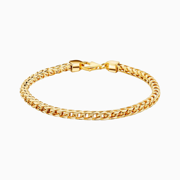 pori jewelers 18K Gold over Sterling Silver Italian Solid 3.5mm Square Box Link Franco Chain Bracelet