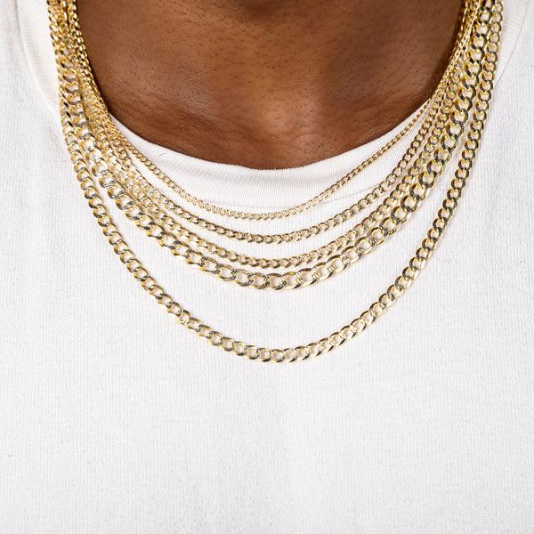 Pori Jewelers Gold Over Sterling Silver Two Tone Diamond Cut Cuban Chains
