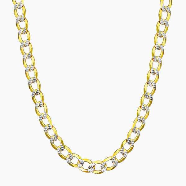 pori jewelers Gold over Sterling Silver Two Tone Diamond Cut Cuban Chains