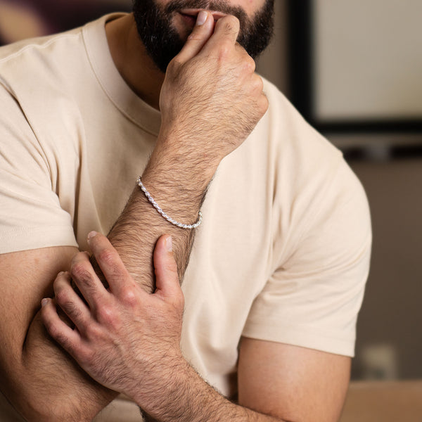 Pori Jewelers Italy 925 Sterling Silver Solid 3.5 MM Rope Chain Bracelet 8" Unisex