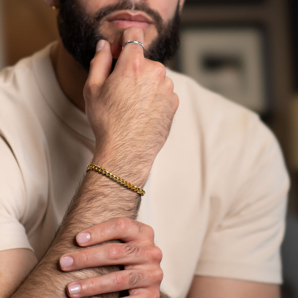 pori jewelers Men'S 14K Gold Plated Over 925 Sterling Silver 6MM Miami Cuban Chain Bracelet