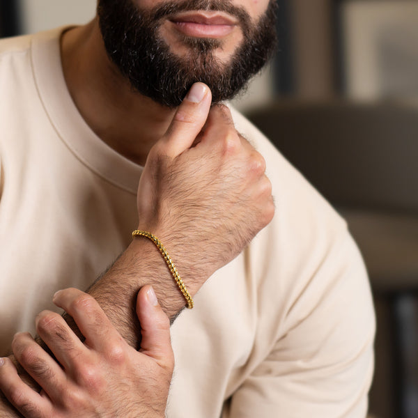 pori jewelers Men'S 14K Gold Plating Over 925 Sterling Silver Franco Chain Bracelet 8"