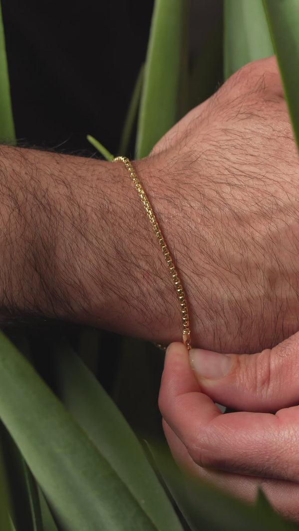 Pori Jewelers Men'S 14K Solid Yellow Gold 2MM Round Box Chain Bracelet 8" Stamped