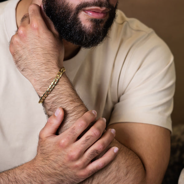 Pori Jewelers Men'S 14K Solid Yellow Gold 8.5MM Cuban Chain Bracelet 8-9" Length