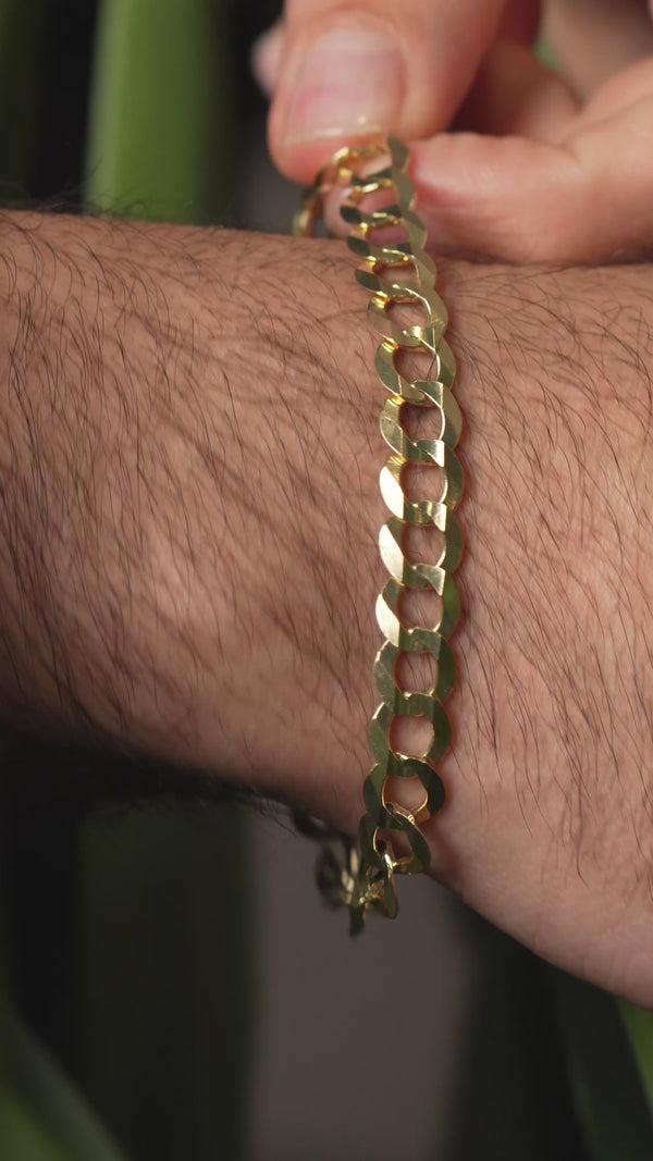 Pori Jewelers Men'S 14K Solid Yellow Gold 8.5MM Cuban Chain Bracelet 8-9" Length