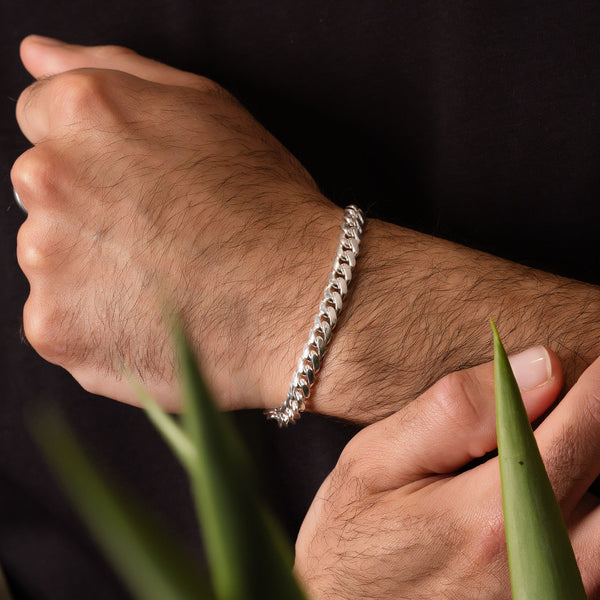 pori jewelers Men's 925 Sterling Silver Miami Cuban Chain Bracelet Gold or Silver