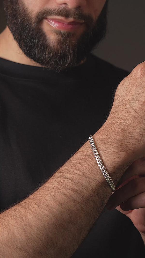 Pori Jewelers Men's Solid 925 Sterling Silver 6mm Thick Miami Cuban Chain Bracelet 8" Length