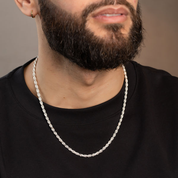 pori jewelers Men'S Solid 925 Sterling Silver Rope Chain Necklace 20"