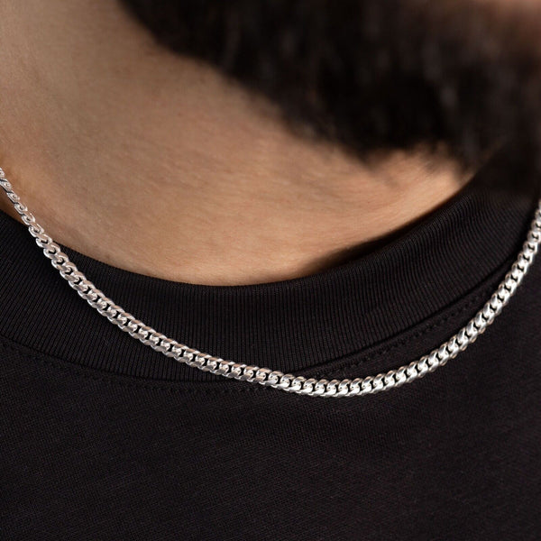 Pori Jewelers Mens 925 Italian Fine Solid Sterling Silver Miami Cuban Chain Necklace 5 6 7MM