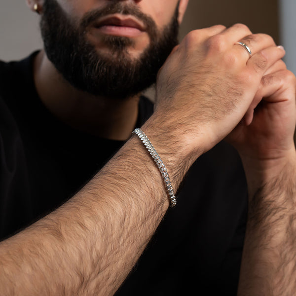 Pori Jewelers Mens Italy 925 Solid Sterling Silver Miami Cuban 8" Bracelet Available In 5 6 7MM