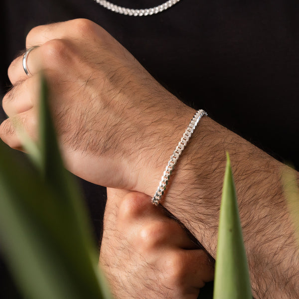 Pori Jewelers Mens Italy 925 Solid Sterling Silver Miami Cuban 8" Bracelet Available In 5 6 7MM