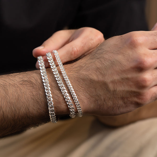 pori jewelers Mens Italy 925 Solid Sterling Silver Miami Cuban 8" Bracelet Available In 5 6 7MM pori jewelers Mens Italy 925 Solid Sterling Silver Miami Cuban 8" Bracelet Available In 5 6 7MM