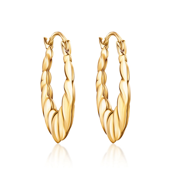 Pori Jewelers 10K Gold Oval Heart Hoop Earrings