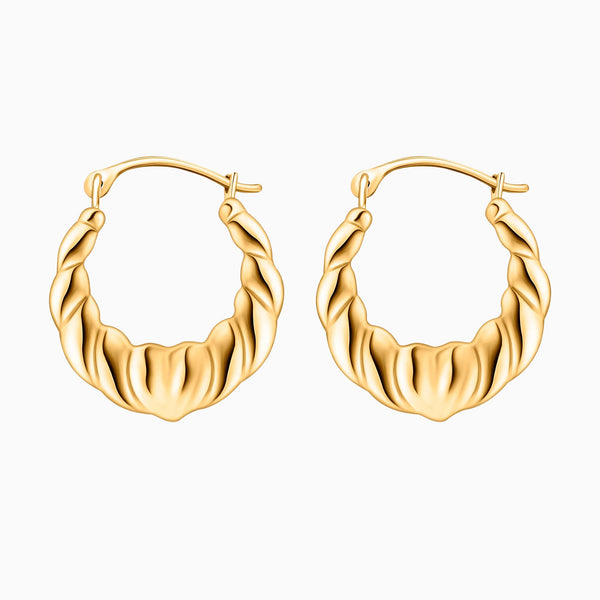 pori jewelers 10K Gold Oval Heart Hoop Earrings