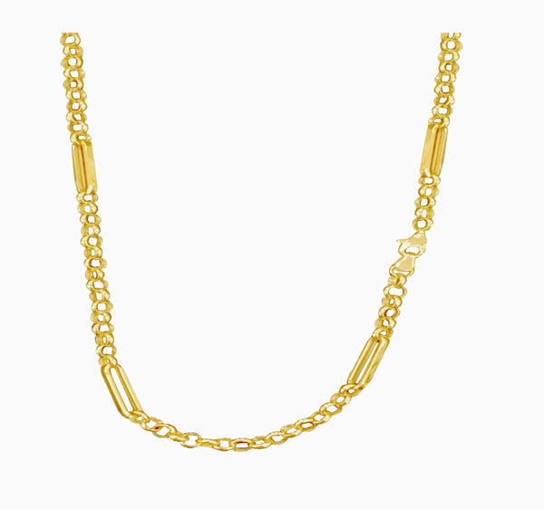 pori jewelers 10K Gold Rolo + Figaro Necklace pori jewelers 10K Gold Rolo + Figaro Necklace
