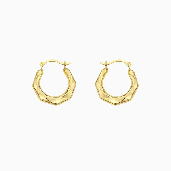 pori jewelers 14K GOLD DC Hexegonal Hoop Earrings
