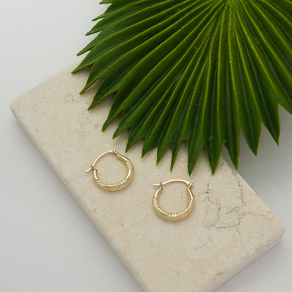 Pori Jewelers 14K Gold Diamond Cut Hoop Earrings