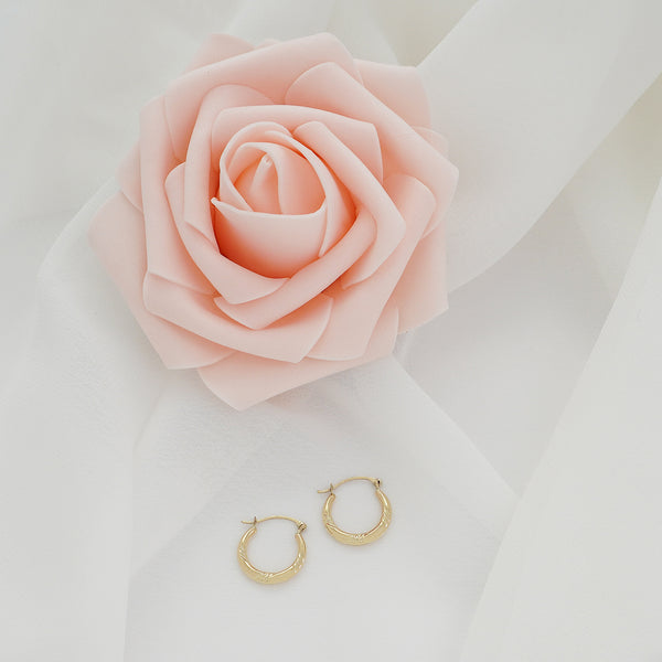 Pori Jewelers 14K Gold Diamond Cut Hoop Earrings