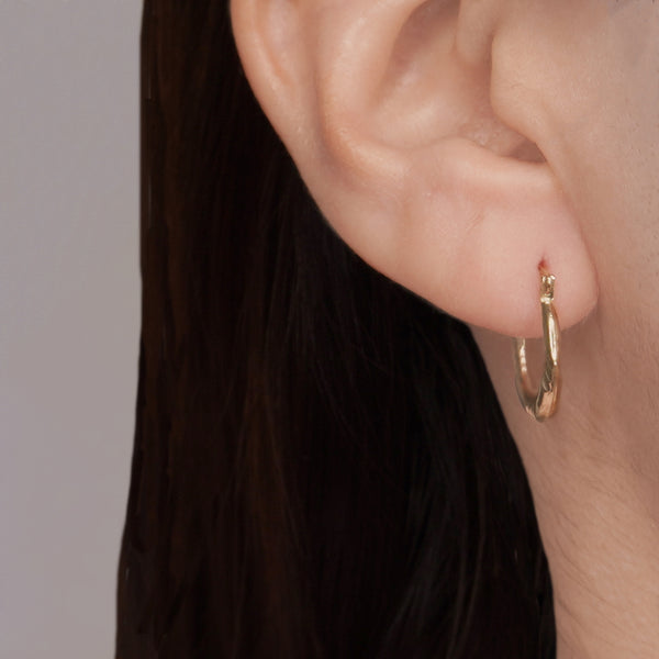 Pori Jewelers 14K Gold Diamond Cut Hoop Earrings