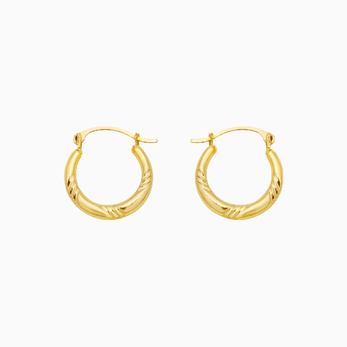 pori jewelers 14K Gold Diamond Cut Hoop Earrings