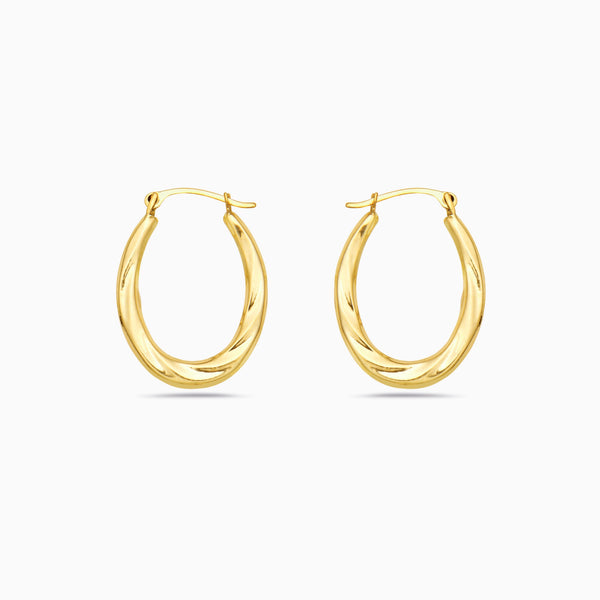 pori jewelers 14K Gold Oval Hoop Earrings