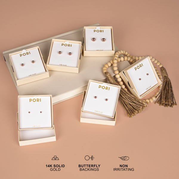 Pori Jewelers 14K ROSE GOLD BALL STUDS