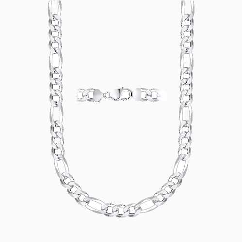 pori jewelers Silver 10.5MM Figaro Chain Necklace pori jewelers Silver 10.5MM Figaro Chain Necklace
