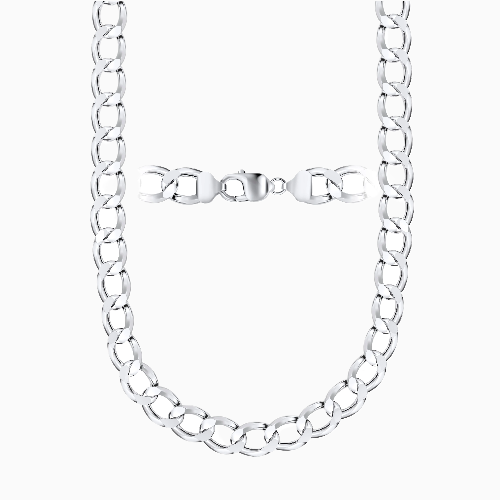 pori jewelers Silver 12MM Curb Chain Necklace pori jewelers Silver 12MM Curb Chain Necklace