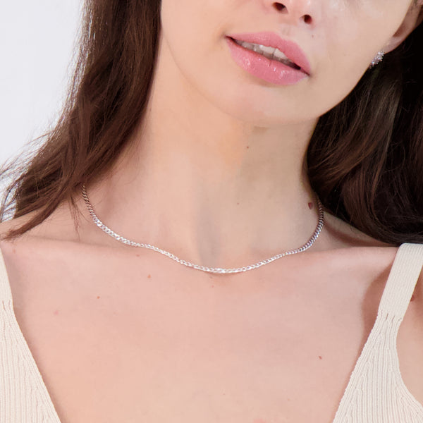 Pori Jewelers Silver 3MM Curb Chain Necklace